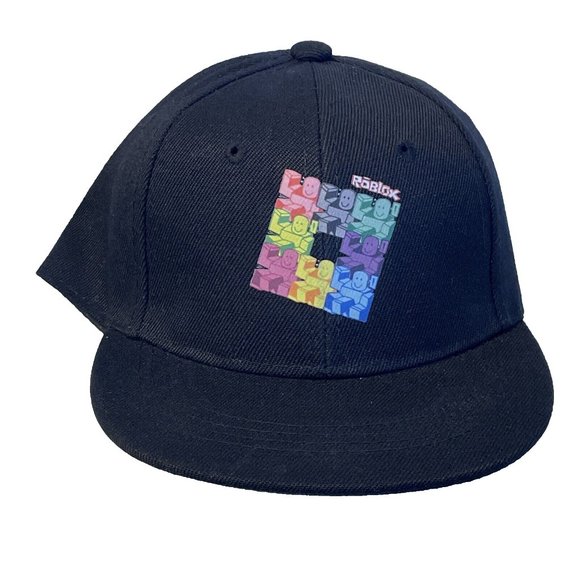 Roblox Blocky Square Youth Black Snapback Gaming Anime Cartoon Hat Cap Adjustabl - Picture 1 of 12